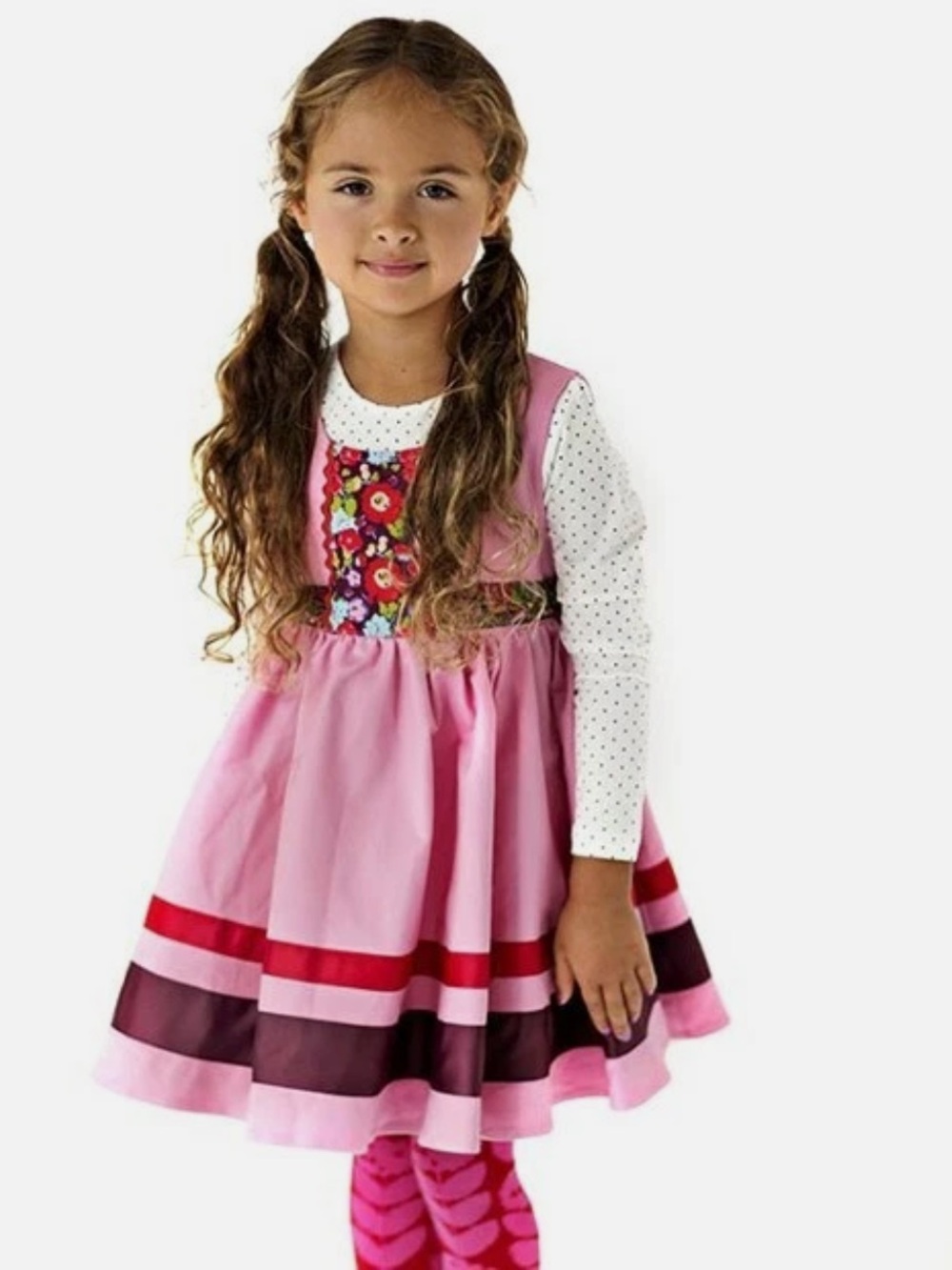 Pink Floral Party Dress, Size 4